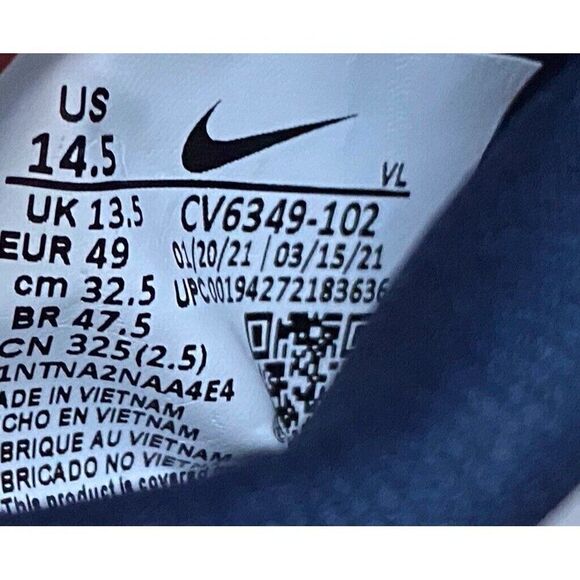 Nike Vapor Edge Speed 360 Football Cleats White Navy Blue CV6349-102 Men’s 14.5 - Picture 11 of 11